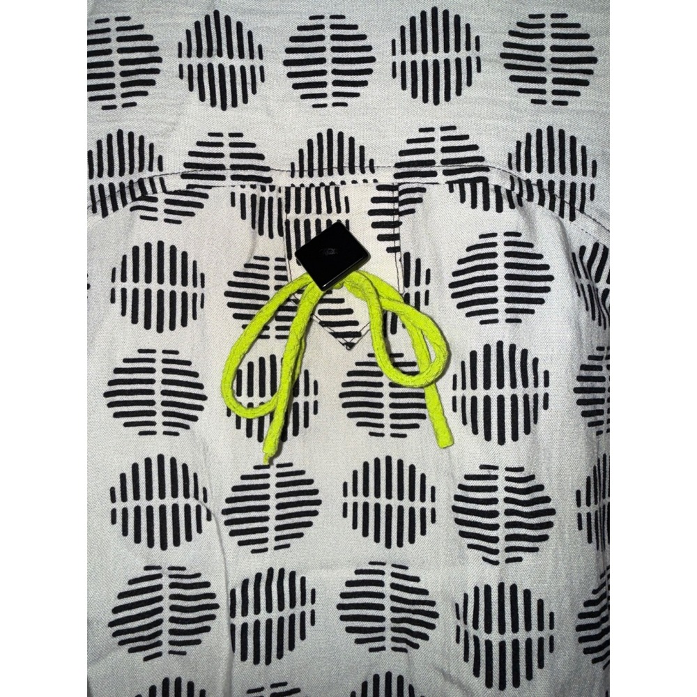 Ali Miles Black White Polka Dot Button Front Blouse Neon‎ Accent PS Art To Wear - Picture 13 of 16